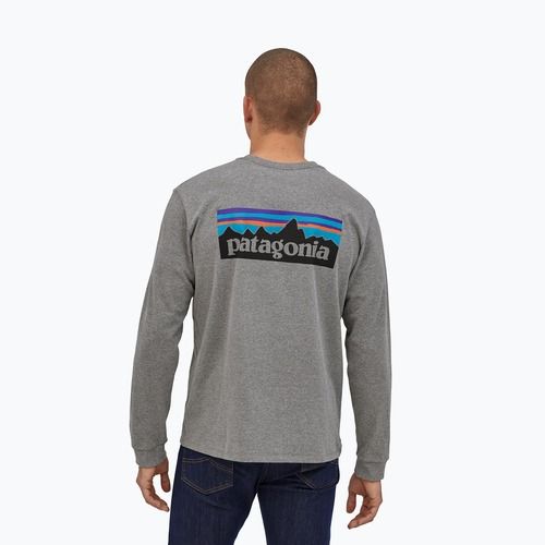 Pánské tričko Longsleeve Patagonia P-6 Logo Responsibili gravel heather
