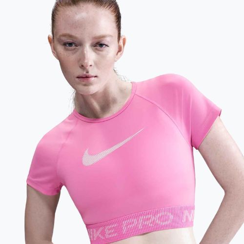 Dámský tréninkový top Nike Pro Dri-Fit Graphic Cropped playful pink/pink foam/white