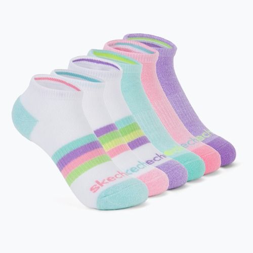 Dětské ponožky SKECHERS Heel/Toe Terry Low Cut 6 párů white/light pink