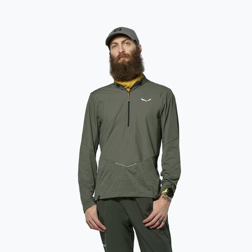 Pánské tričko Longsleeve Salewa Pedroc Dry Wind Half Zip Tee faded green