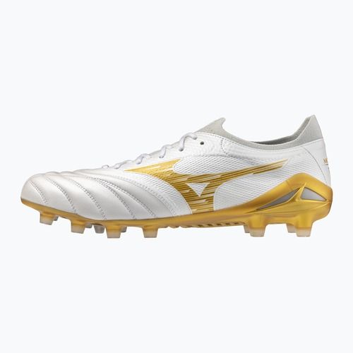 Kopačky Mizuno Morelia Neo IV Beta Elite FG white/mp gold/cool gray 3c