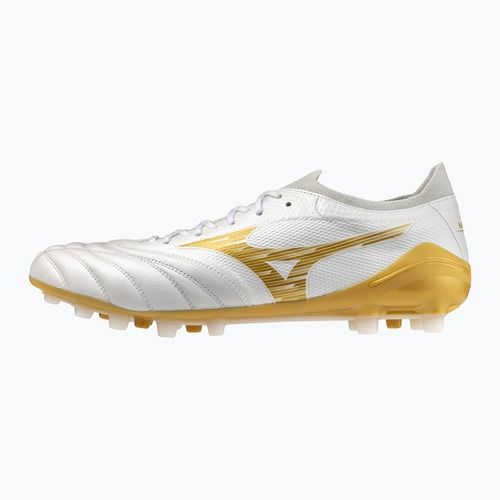 Kopačky Mizuno Morelia Neo IV Beta Elite AG white/mp gold/cool gray 3c