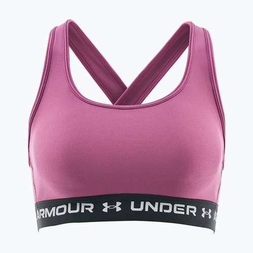 Sportovní podprsenka Under Armour Crossback Mid fuchsia dusk/black/white