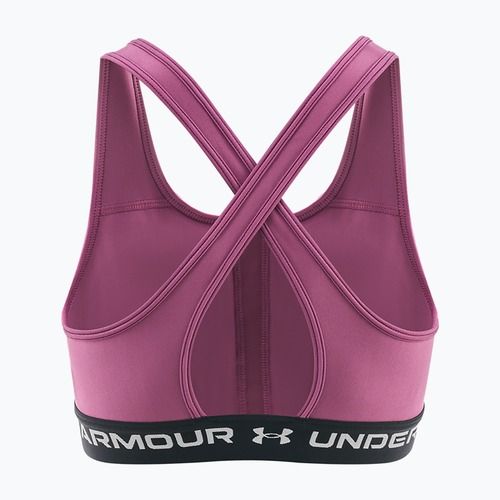 Sportovní podprsenka Under Armour Crossback Mid fuchsia dusk/black/white