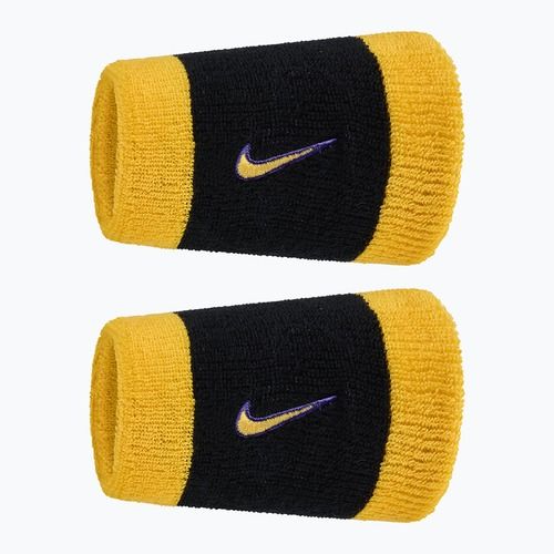 Froté potítka na zápěstí Nike Swoosh Classic Doublewide Wristbands 2 ks black/court purple university gold