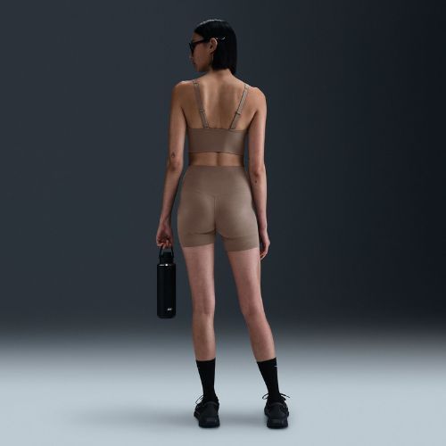 Sportovní podprsenka Nike Alate Medium Support Longline mink brown/white