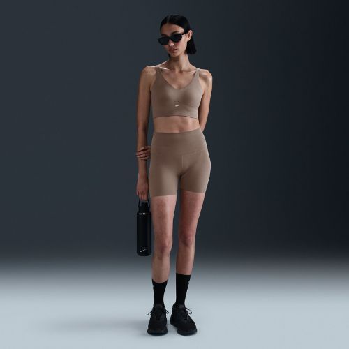 Sportovní podprsenka Nike Alate Medium Support Longline mink brown/white