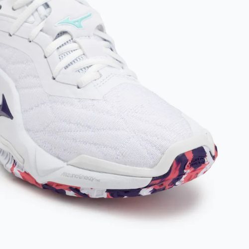 Boty na házenou Mizuno Wav Stealth Neo 2 white/violet indigo/camellia rose