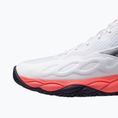 Pánské tenisové boty Mizuno Wave Enforce Court AC white/baritone blue/calypso coral