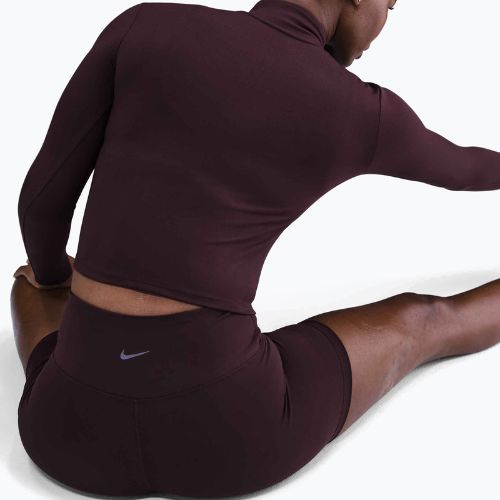 Dámské tričko s dlouhým rukávem Nike One Fitted Dri-Fit 1/4 Zip Mid Layer burgundy crush/white