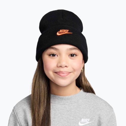 Dětská zimní čepice Nike Peak black/safety orange