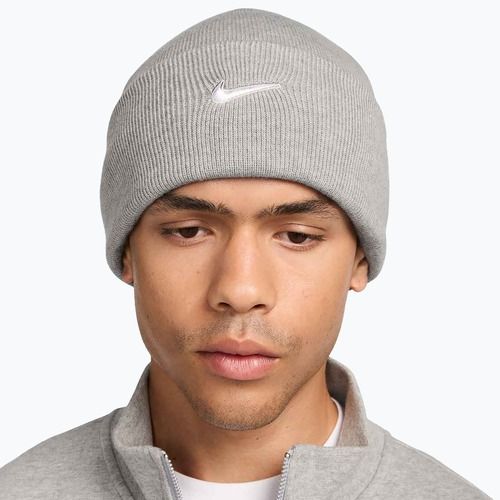 Zimní čepice Nike Peak Swoosh Beanie dark grey heather/white