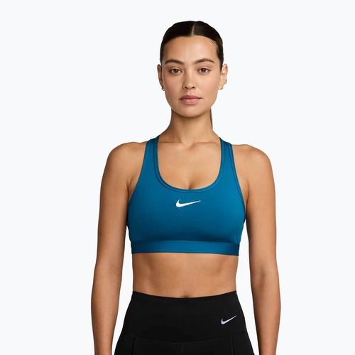Sportovní podprsenka Nike Swoosh Medium Support green abyss/white