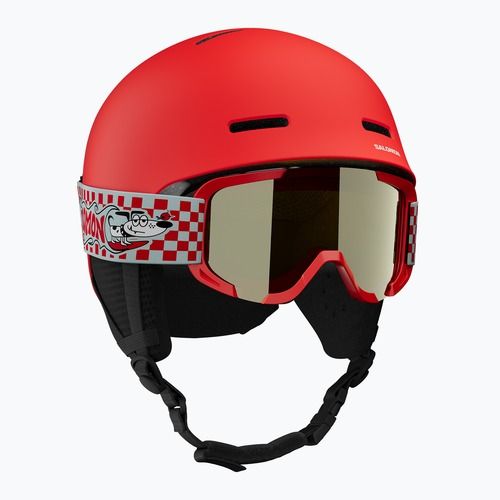 Dětská lyžařská přilba Salomon Player Combo + Gogle XV Jr cherry tomato/red silver mirror