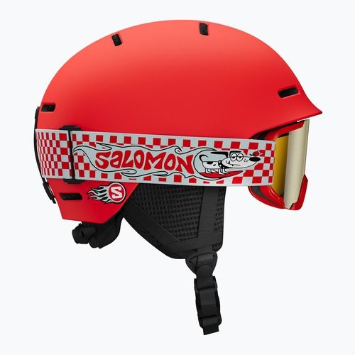 Dětská lyžařská přilba Salomon Player Combo + Gogle XV Jr cherry tomato/red silver mirror