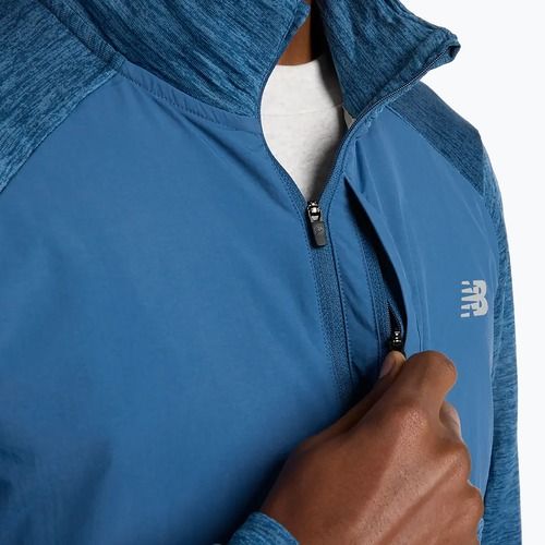 Pánské běžecké tričko Longsleeve New Balance Athletics Heat Grid 1/2 Zip dark shoreline