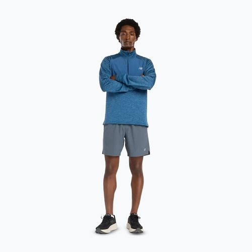 Pánské běžecké tričko Longsleeve New Balance Athletics Heat Grid 1/2 Zip dark shoreline