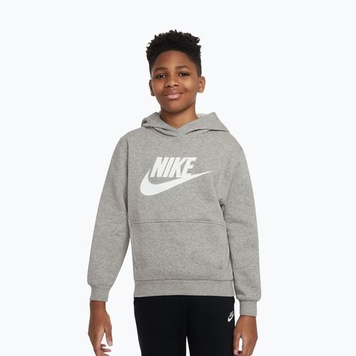 Dětská mikina Nike Club Fleece Hoodie dark grey heather/white