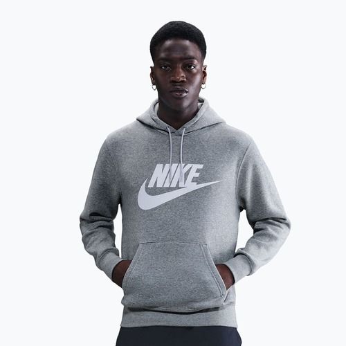Pánská mikina Nike Club Pullover Hoodie dark grey heather/light smoke grey/white
