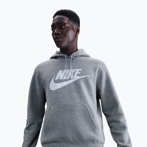 Pánská mikina Nike Club Pullover Hoodie dark grey heather/light smoke grey/white