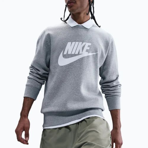 Pánská mikina Nike Sportswear Club Graphic Fleece Crew dark grey heather/white