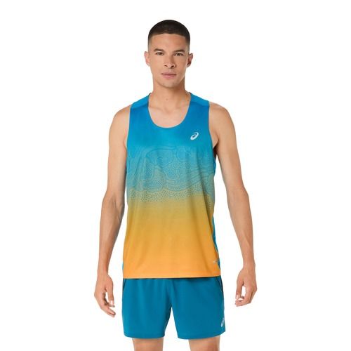 Pánské běžecké tílko ASICS Road Fade Singlet aegean blue/yamabuki