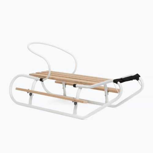 Kovové sáňky HUMBAKA with backrest and footrests white