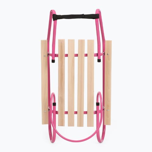 Kovové sáňky HUMBAKA with backrest and footrests pink
