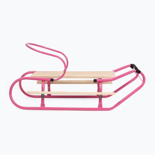 Kovové sáňky HUMBAKA with backrest and footrests pink