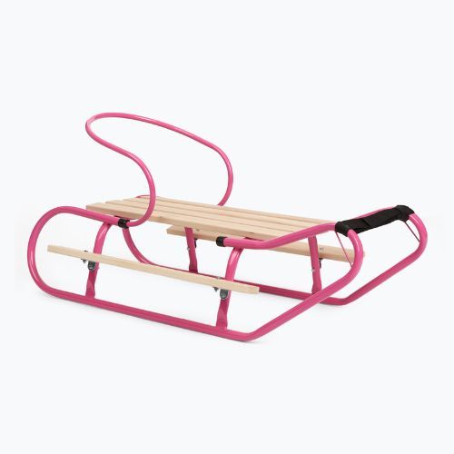 Kovové sáně HUMBAKA with backrest and footrests pink