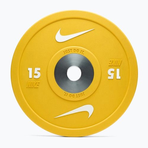 Olympijské bumperové závaží Nike Strength Pro Urethane Bumper Plates 15 kg yellow/white