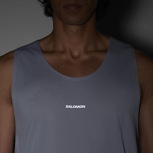 Pánské běžecké tričko Salomon Sense Aero Singlet GFX trade winds