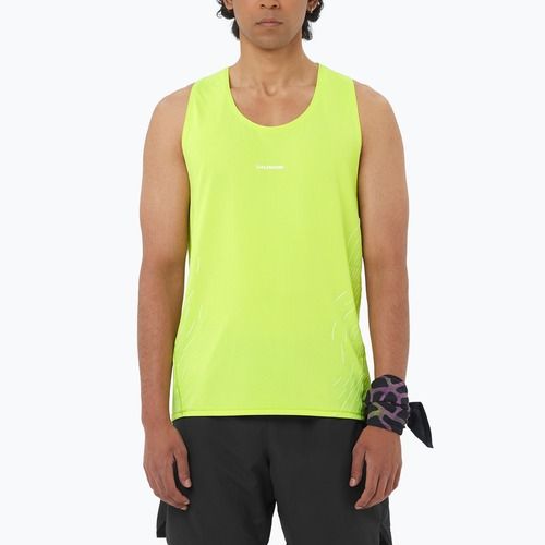 Pánské běžecké tričko Salomon Sense Aero Singlet GFX acid lime