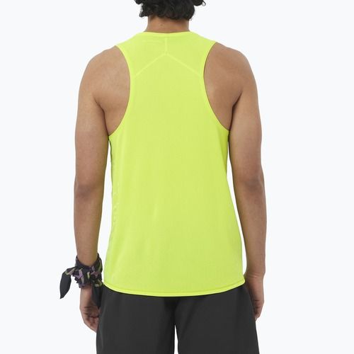 Pánské běžecké tričko Salomon Sense Aero Singlet GFX acid lime