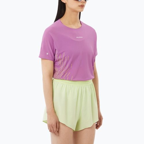 Dámské běžecké tričko Salomon Sense Aero SS Tee GFX iris orchid/acid lime
