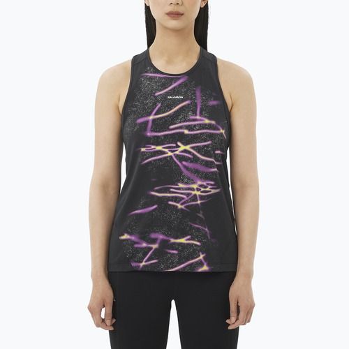 Dámské běžecké tričko Salomon Shakeout Core Tank GFX deep black