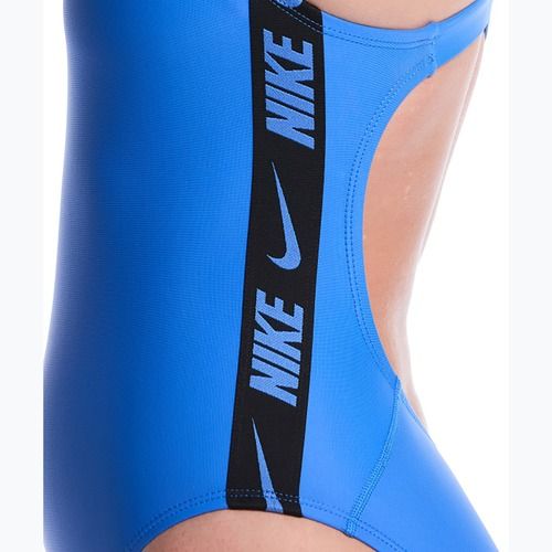Dámské jednodílné plavky Nike Logo Tape Fastback blue crystal