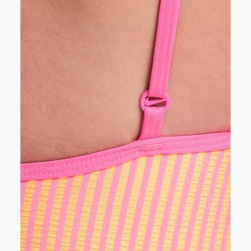 Dámské jednodílné plavky Nike Ocean Bound Ripple Texture Square Neck pink glow