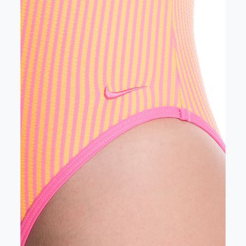Dámské jednodílné plavky Nike Ocean Bound Ripple Texture Square Neck pink glow