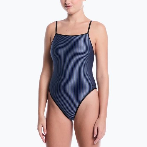 Dámské jednodílné plavky Nike Ocean Bound Ripple Texture Square Neck slate