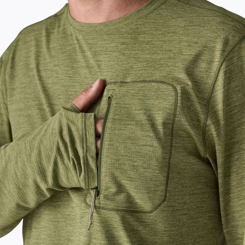Pánské tričko Longsleeve Patagonia Capilene Cool Sun caper green/buckhorn green x-dye