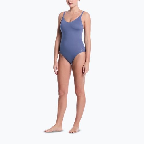 Dámské jednodílné plavky Nike Essential V-Neck slate