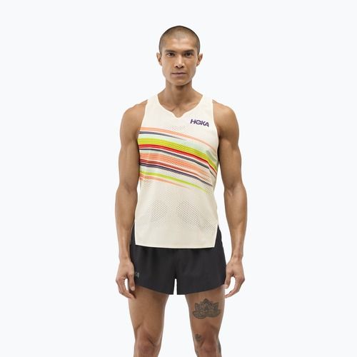 Pánské běžecké tričko HOKA Race Day Singlet alabaster flare