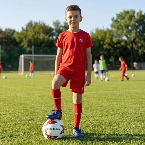 Dětská fotbalová sada OneTeam Precision Set tričko a šortky červená