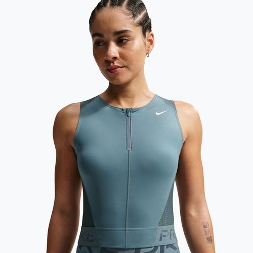 Dámské tréninkové tričko Nike Pro Dri-Fit mineral slate/faded spruce/white