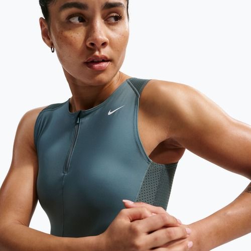 Dámské tréninkové tričko Nike Pro Dri-Fit mineral slate/faded spruce/white