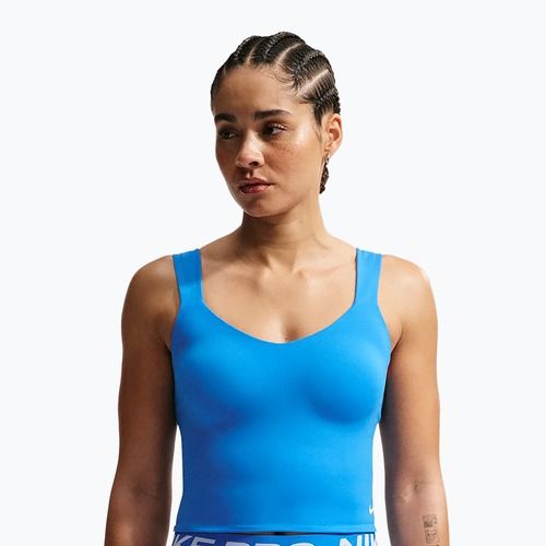 Dámské tréninkové tričko Nike Pro Sculpt Medium Support Padded Tank light photoblue/white
