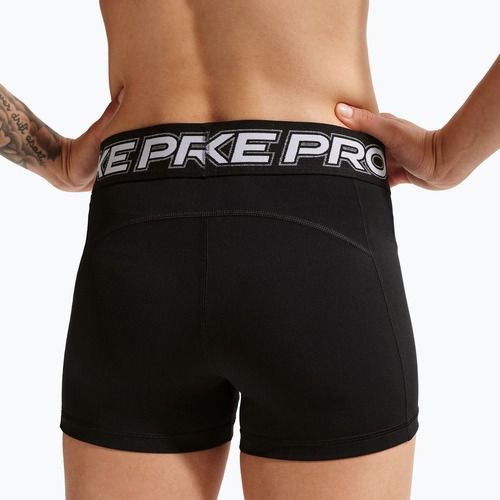 Dámské tréninkové šortky Nike Pro Mid Rise Biker 3" black/white/metallic silver