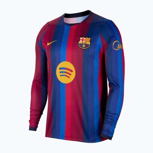 Pánské fotbalové tričko longsleeve Nike FC Barcelona Dri-Fit Stadium Home LS deep garnet/blue void/mineral yellow