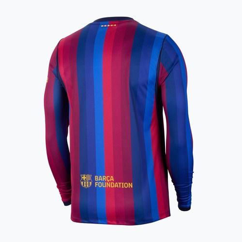 Pánské fotbalové tričko longsleeve Nike FC Barcelona Dri-Fit Stadium Home LS deep garnet/blue void/mineral yellow